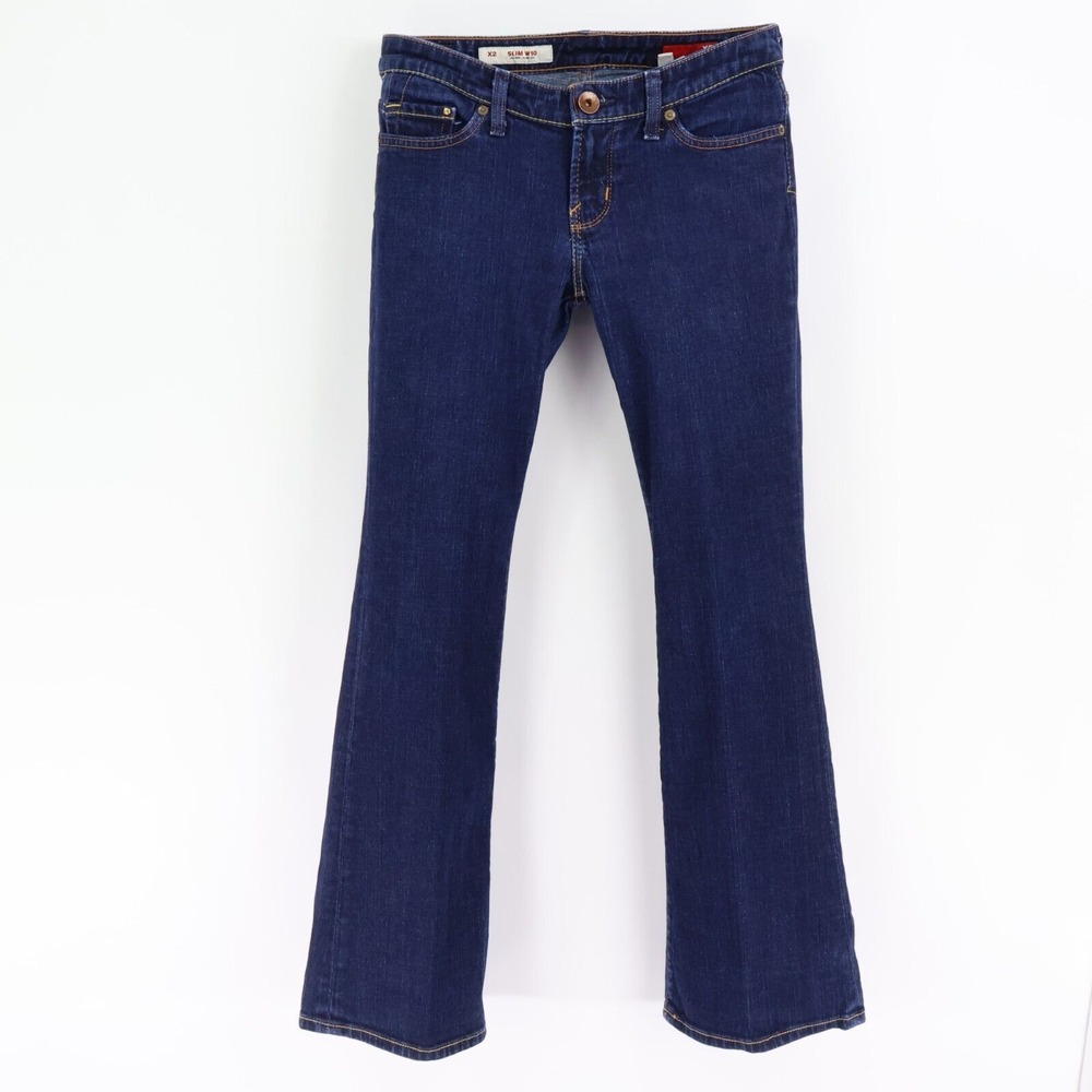 X2 Jeans Low Rise Slim Leg Womens Size 10 Blue Cotton Denim Embroidered Pockets